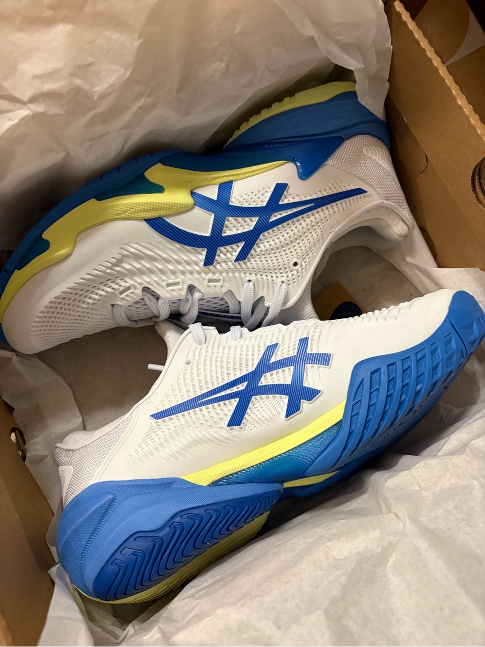ASICS Court FF3 White Illusion Blue tennis court shoes